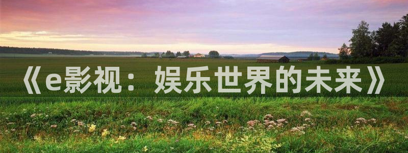 妈妈的朋友酷客影院：《e影视：娱乐世界的未来》